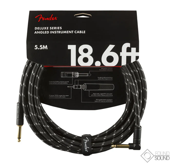 Fender Deluxe Series 18.6' Angled Instrument Cable Black Tweed