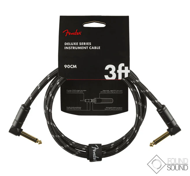 Fender Deluxe Series 3' Instrument Cable Angled Black Tweed