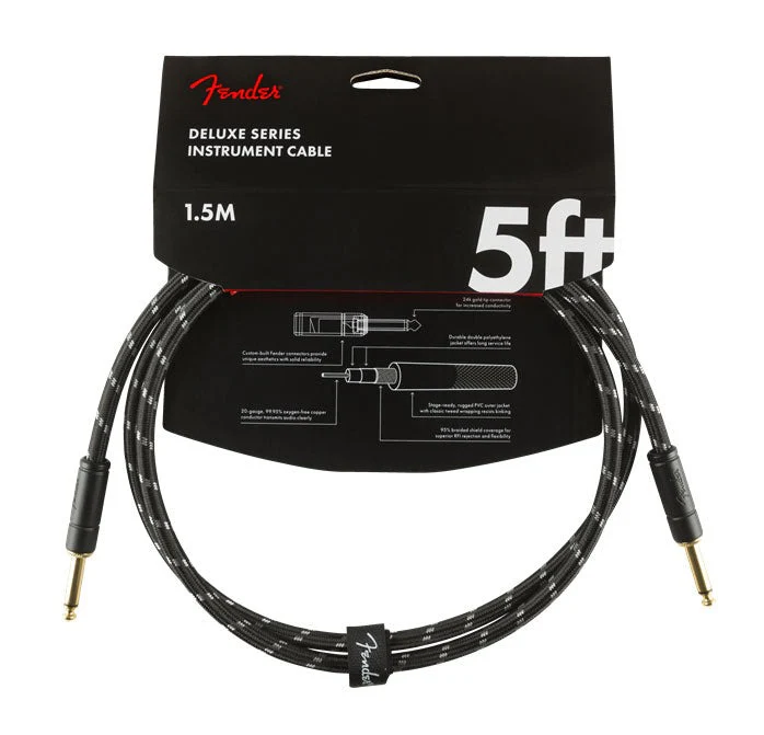 Fender Deluxe Series 5' Instrument Cable Black Tweed