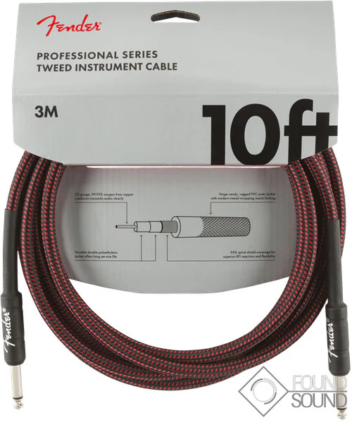 Fender Professional Series 10' Instrument Cable Red Tweed