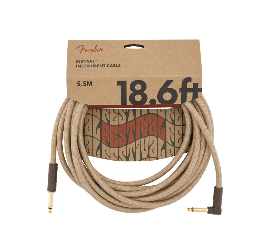 Fender 18.6' Angled Festival Instrument Cable Pure Hemp Natural