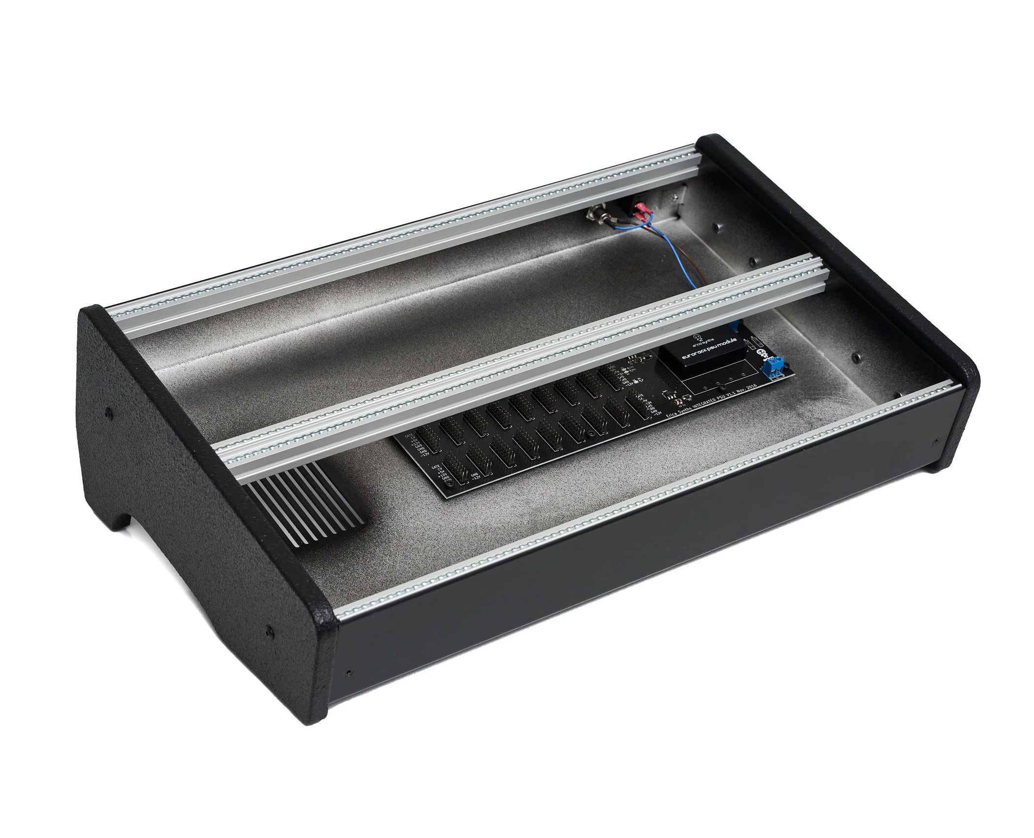 Erica Synths 2 x 84HP skiff case with integrated PSU horizontal side panels