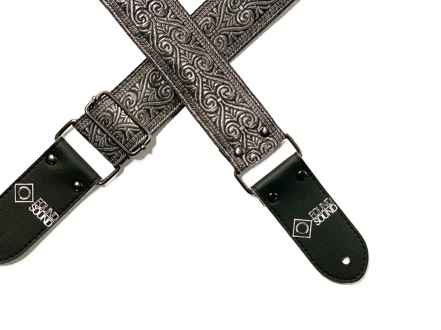 Jacquard Weave Silver Paisley Guitar Strap