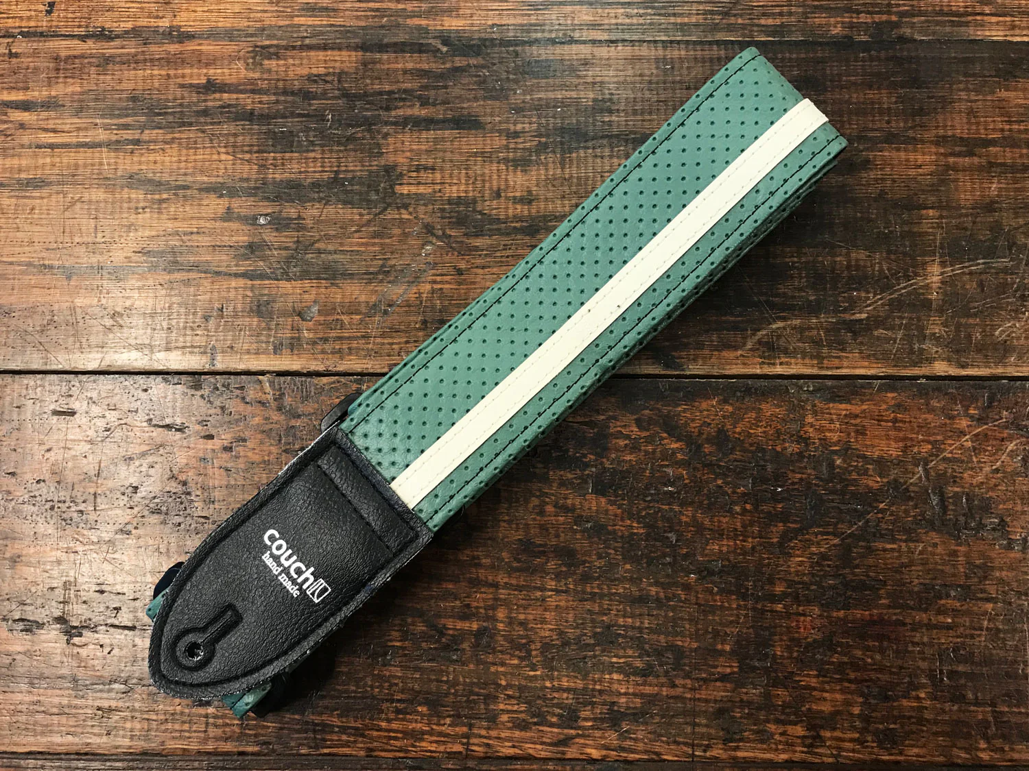 Couch Straps Vintage Emerald Green Camino w/ White Stripe