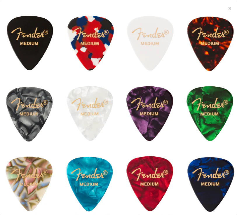 Fender 351 Shape Celluloid Medium Medley Picks  x 12
