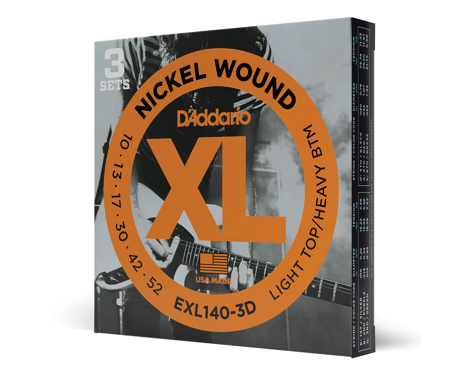 D'Addario EXL140-3D Nickel Wound Electric Guitar Strings (3 Pack)
