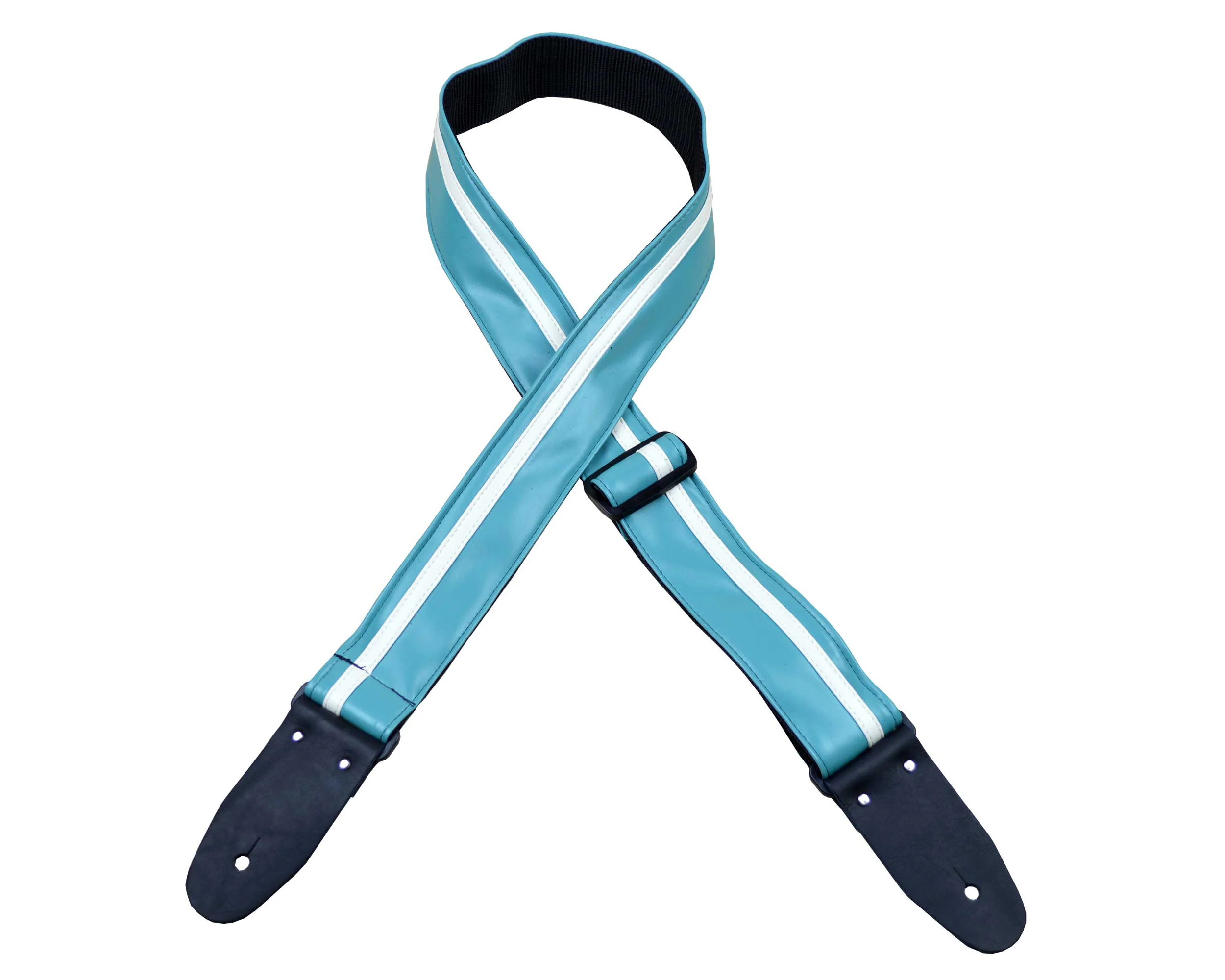 Colonial Leather Stripe Ragstrap - Aqua with White Stripe