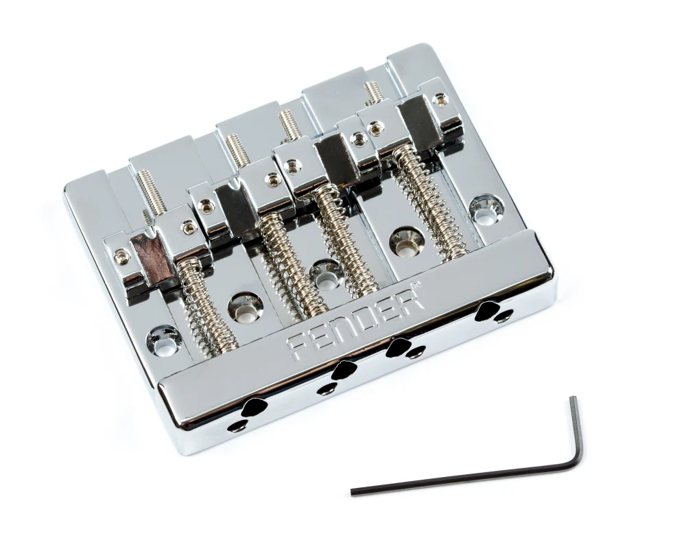 Fender HiMass 4-String Bass Bridge Assembly With Brass Saddles - Chrome