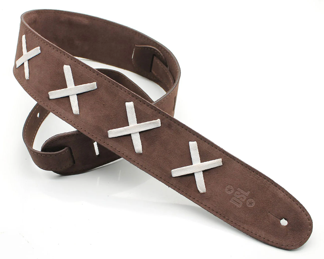 DSL DG25 Cross Black 2.5" Brown Guitar Strap