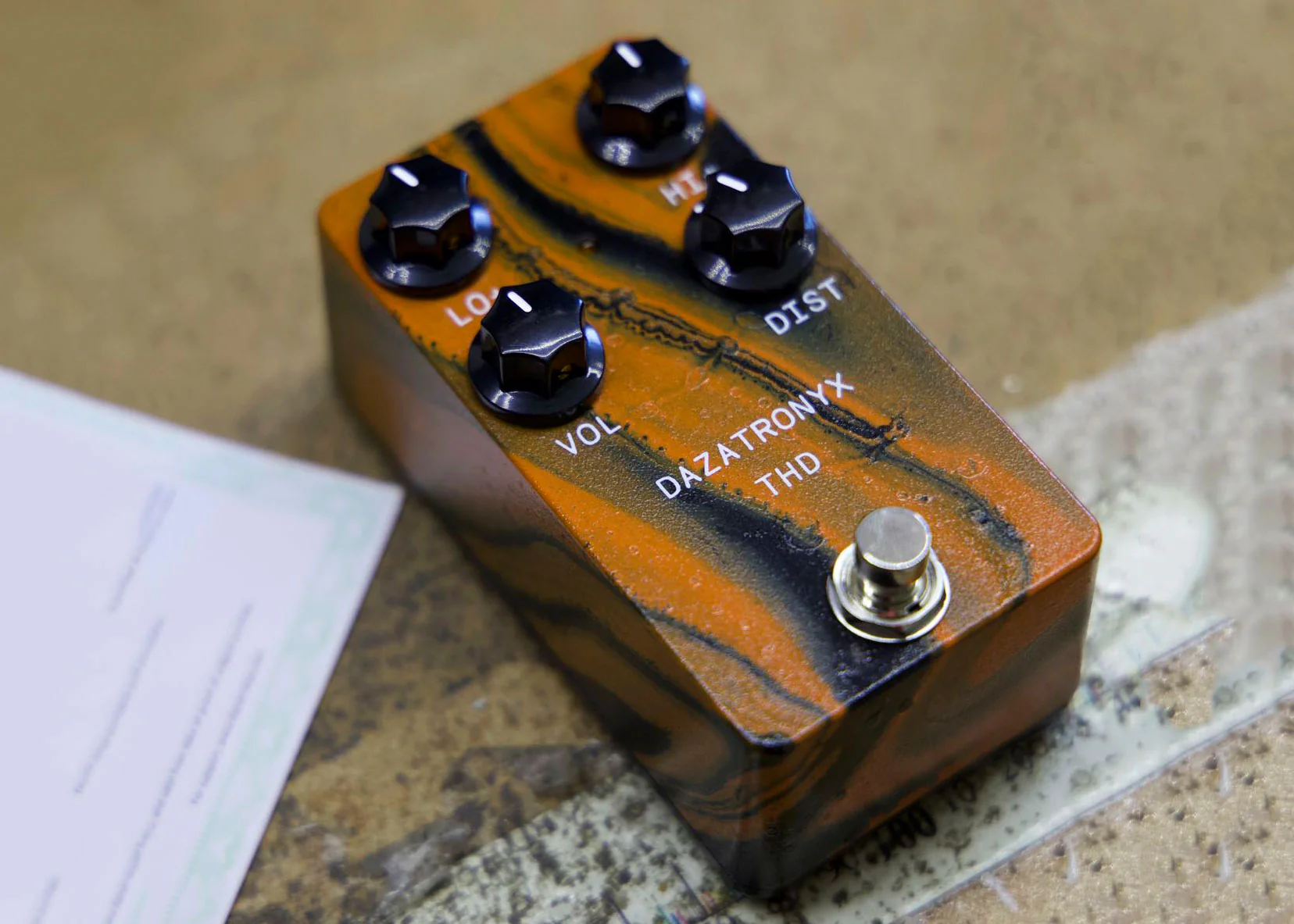 Limited Edition Dazatronyx THD - Custom Orange Swirl Distortion Pedal