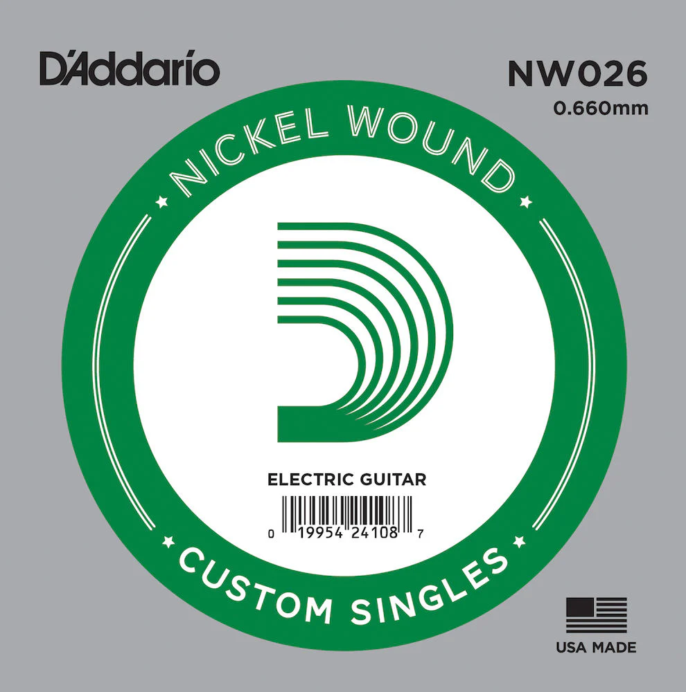D'Addario NW026 Nickel Wound Electric Guitar Single String.026