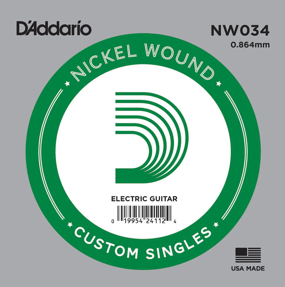 D'Addario NW034 Nickel Wound Electric Guitar Single String.034