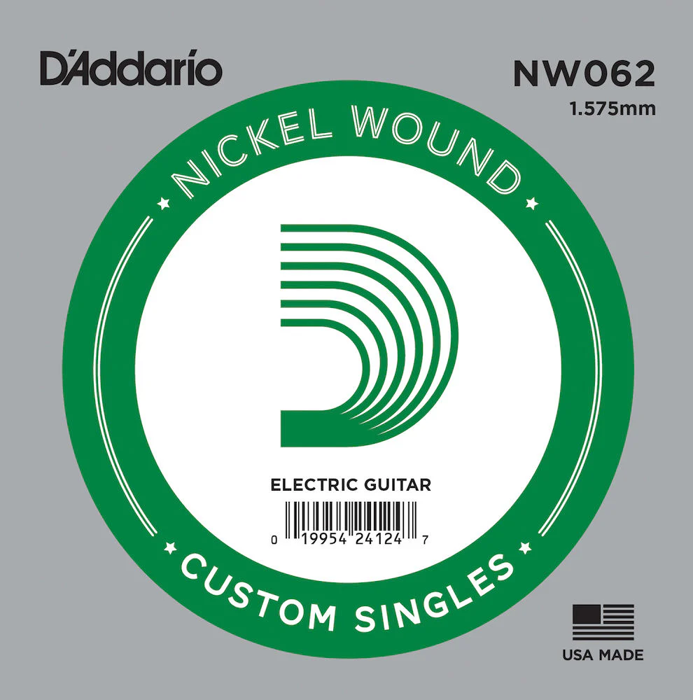 D'Addario NW062 Nickel Wound Electric Guitar Single String .062