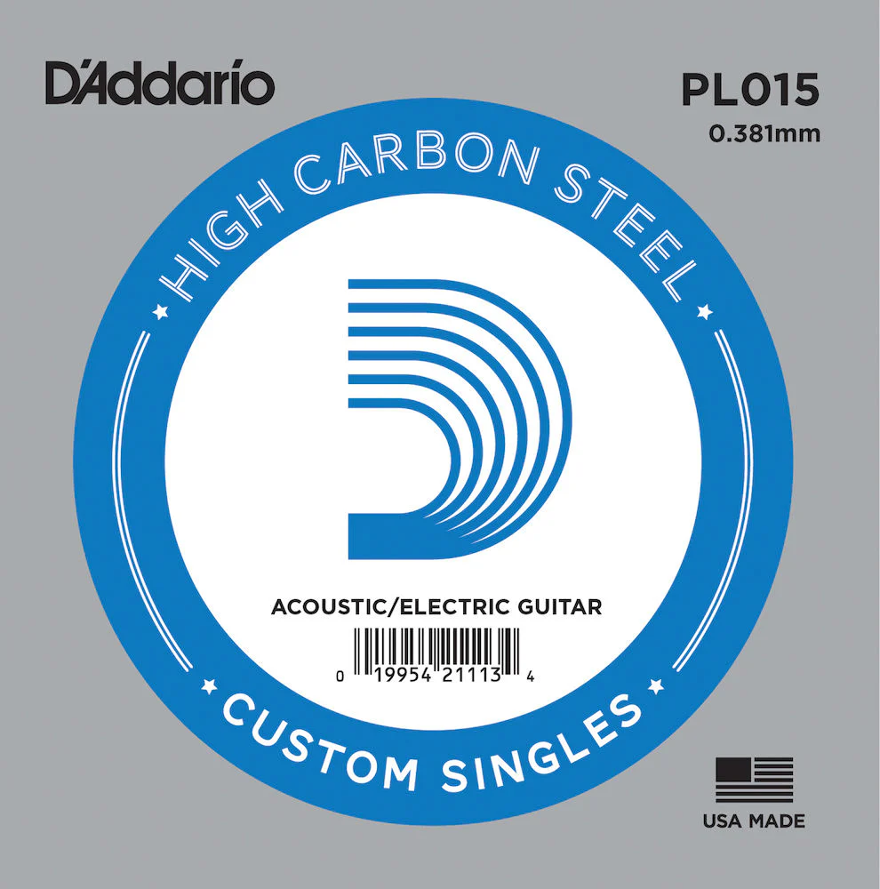 D'Addario PL015 Plain Steel Guitar Single String .015