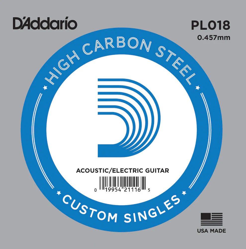 D'Addario PL018 Plain Steel .018 Single Guitar String
