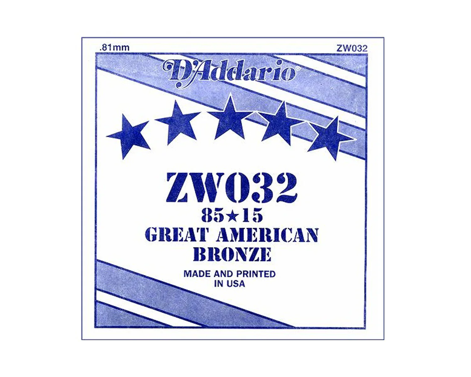 D'Addario 85/15 Bronze wound 032
