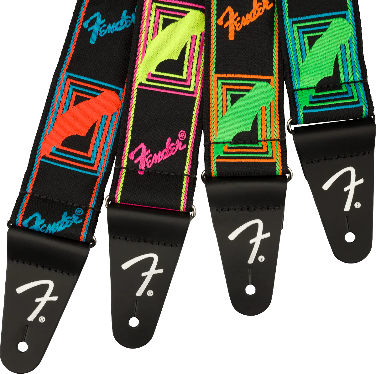 Fender Neon Monogrammed Strap -Yellow/Pink - Image 2