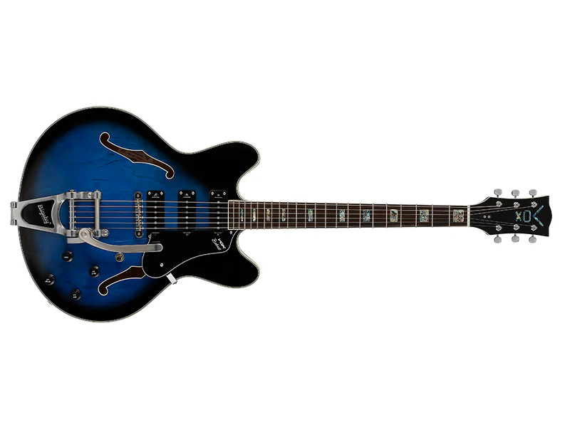 Limited Edition VOX Bobcat S66 Bigsby - Sapphire Blue With Hard Case - Image 2