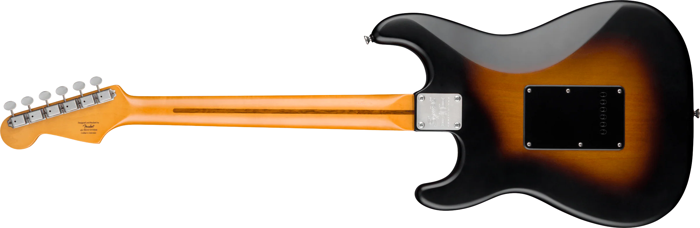 Fender Squier 40th Anniversary Stratocaster Vintage Edition - Black Anodised Pickguard - Satin Wide 2-Colour Sunburst - Image 5