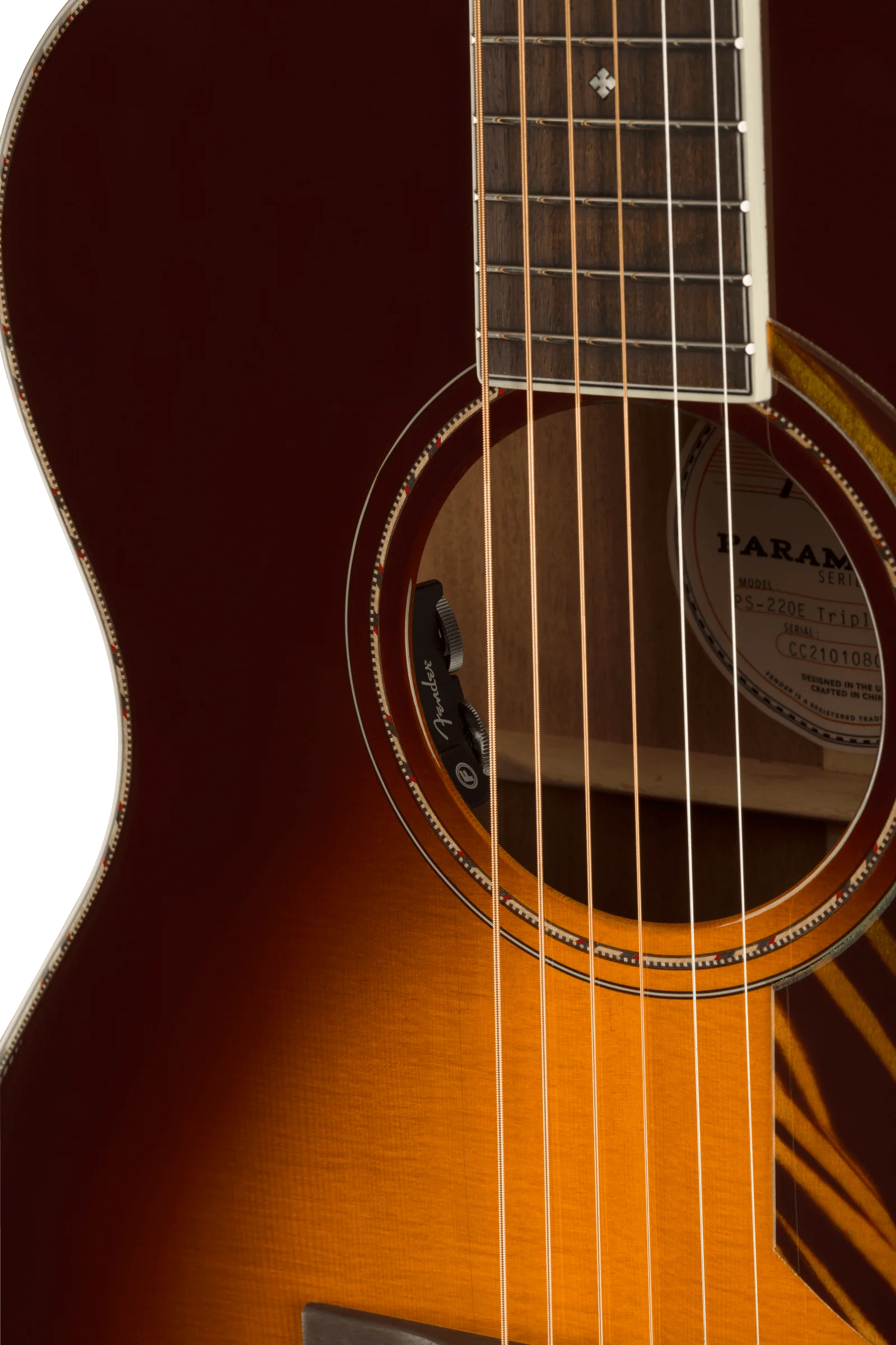 Fender PD-220E Dreadnought Ovangkol FB - 3 Colour Sunburst - Image 4