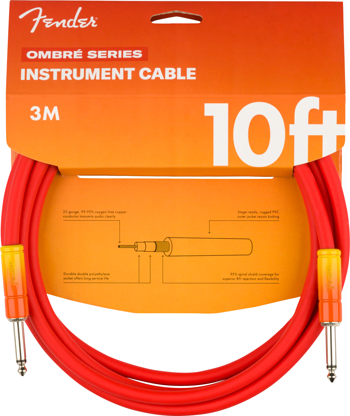 Fender 10' Ombré Instrument Cable - Tequila Sunrise - Image 2