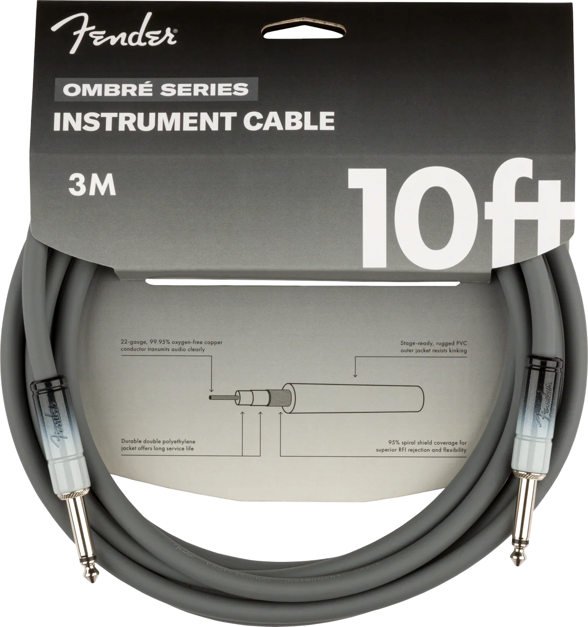 Fender 10' Ombré Instrument Cable - Silver Smoke - Image 2