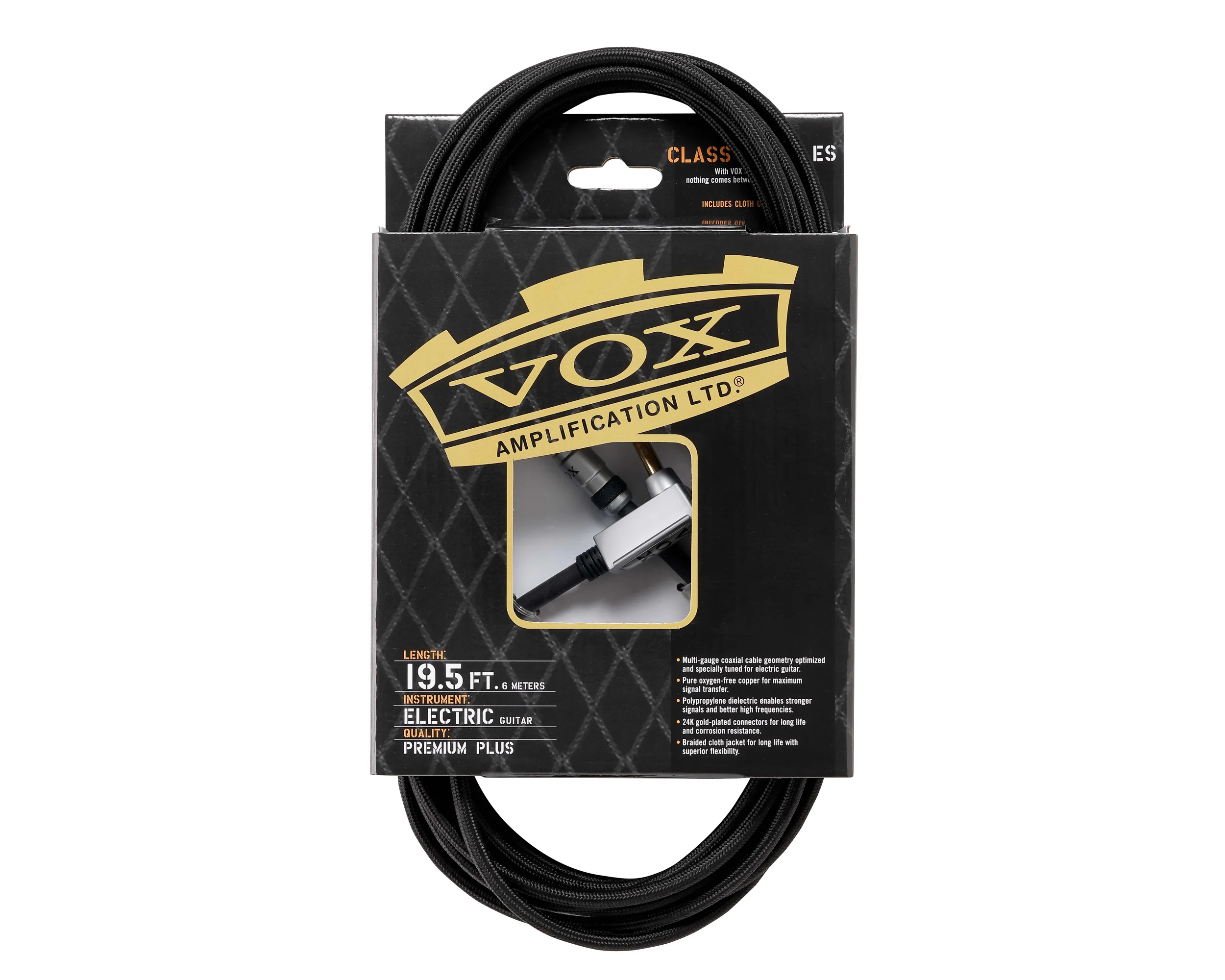 VOX VGC-19BK 19ft Class A Electric Guitar Cable Black - Image 3