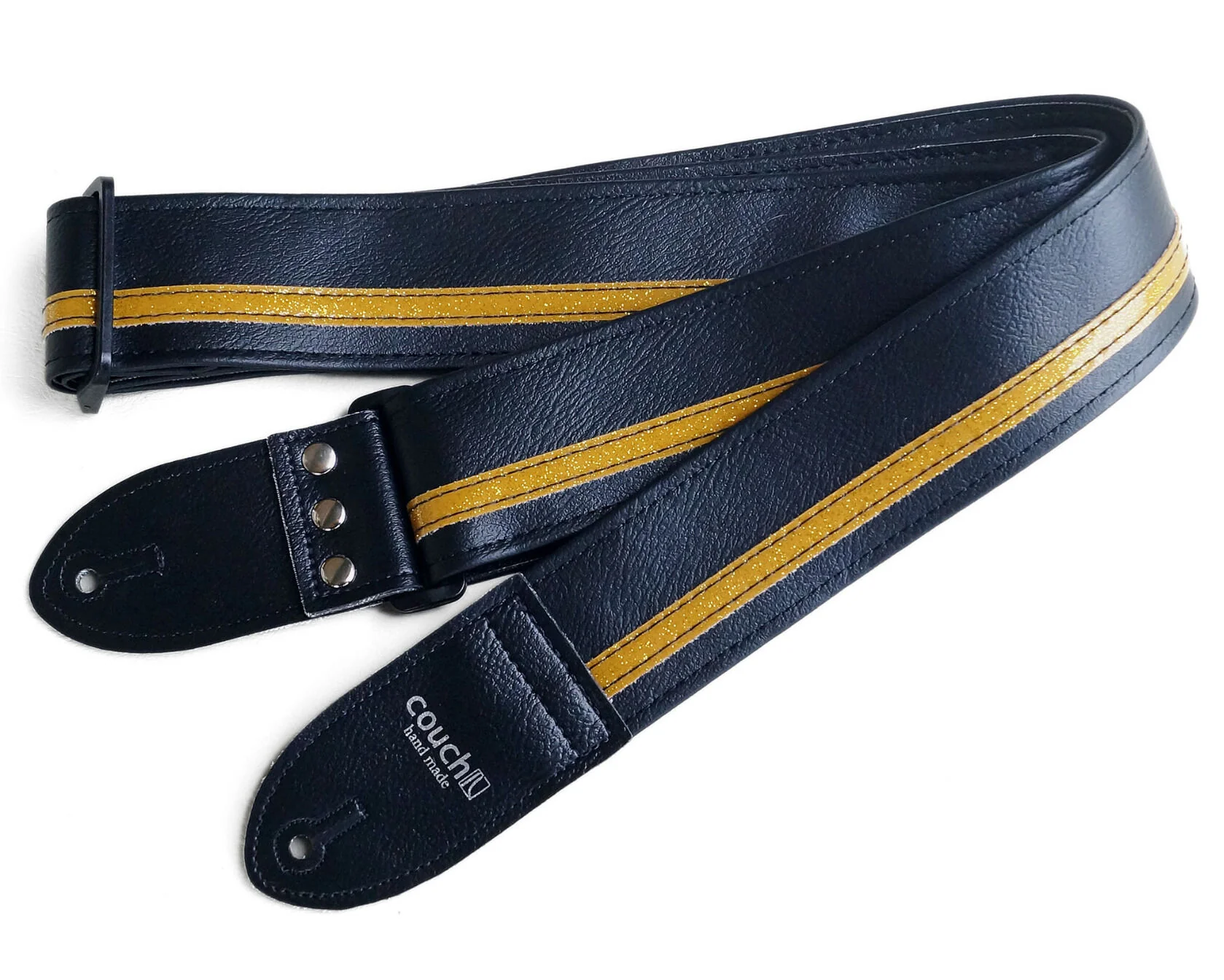 Couch Straps Black with Gold Stripe Guitar Strap