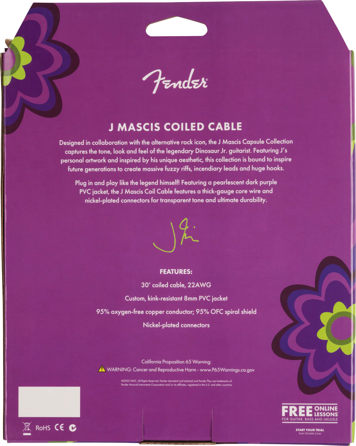 Fender J Mascis Coiled Cable - Purple - Image 4