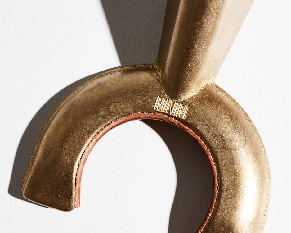 MINIM Brass & Tan Vegan Leather Sandcast Hanger - Image 2