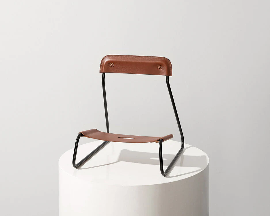 MINIM Sling Guitar Stand Tan Leather/Black Frame