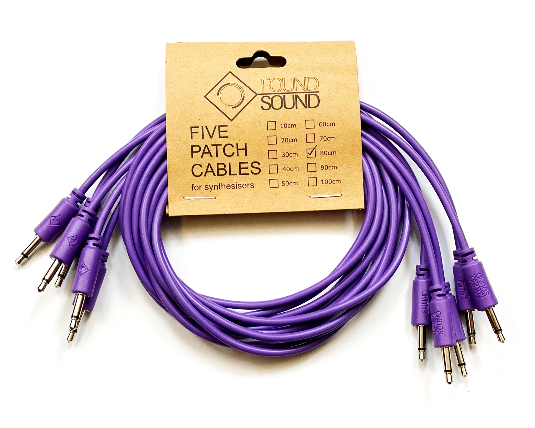 Found Sound 80cm Purple Patch Cable x 5