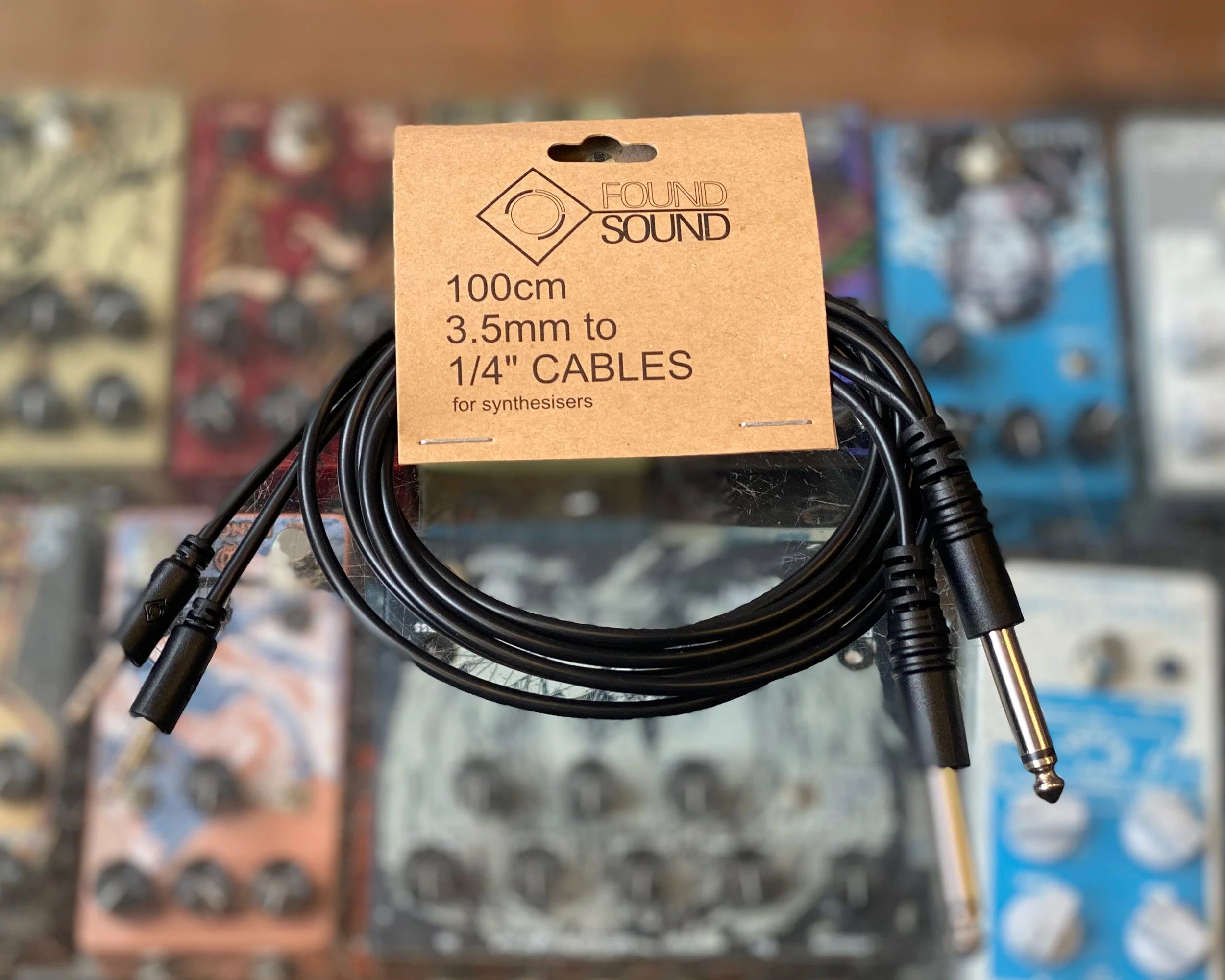 Found Sound 100cm Black 3.5mm to 1/4" Mono Cable x 2