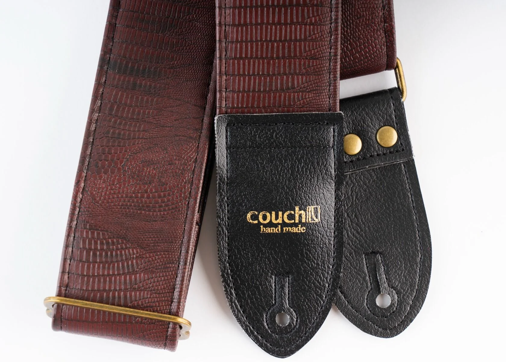 Couch Straps Oxblood Faux Lizard Skin Guitar Strap - Image 2