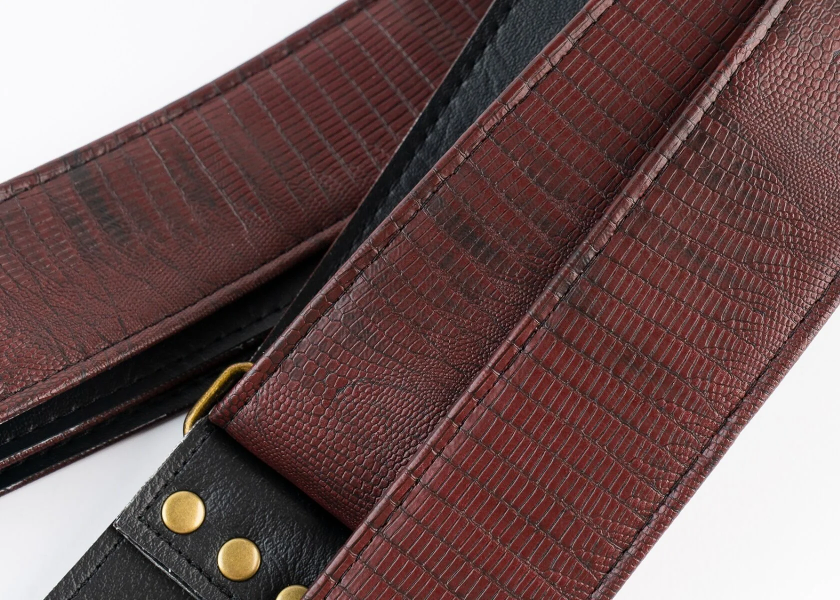 Couch Straps Oxblood Faux Lizard Skin Guitar Strap - Image 3