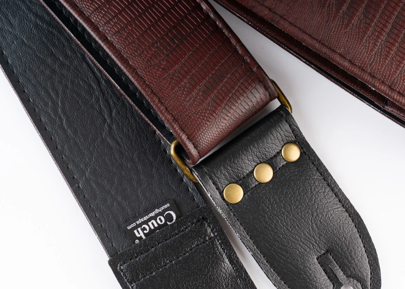 Couch Straps Oxblood Faux Lizard Skin Guitar Strap - Image 4