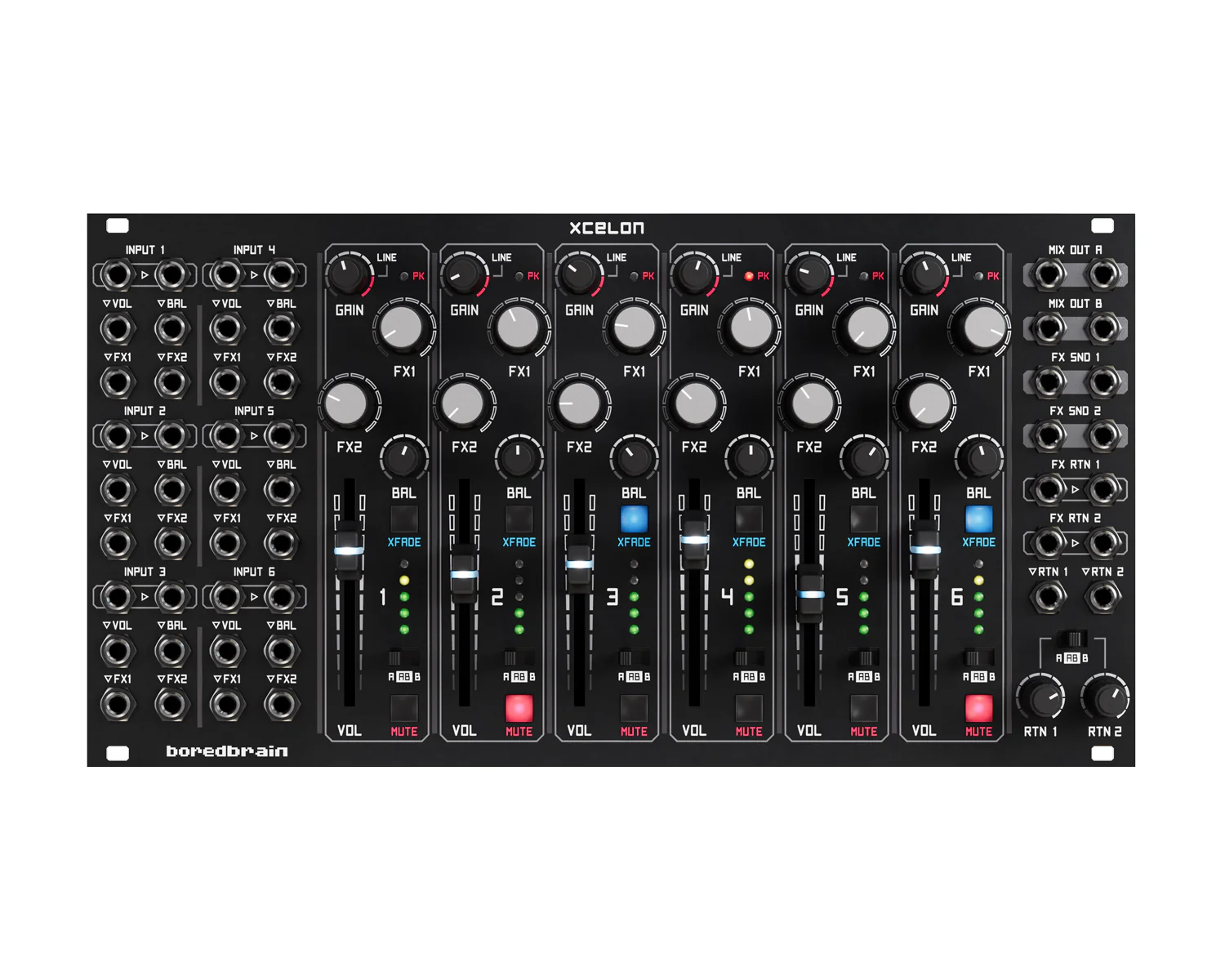 Boredbrain Xcelon Analogue Six-Channel Stereo Audio Mixer