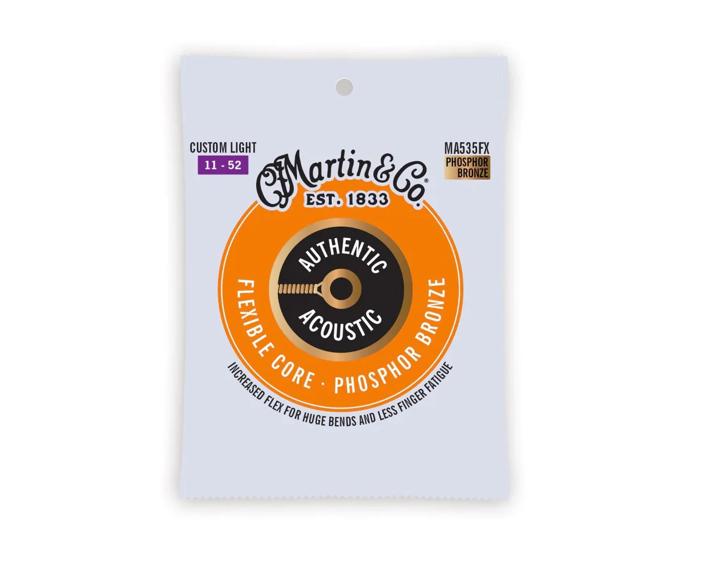 Martin MA535FX Acoustic Flexible Core Phosphor Bronze Custom Light 11-52 Acoustic Guitar Strings