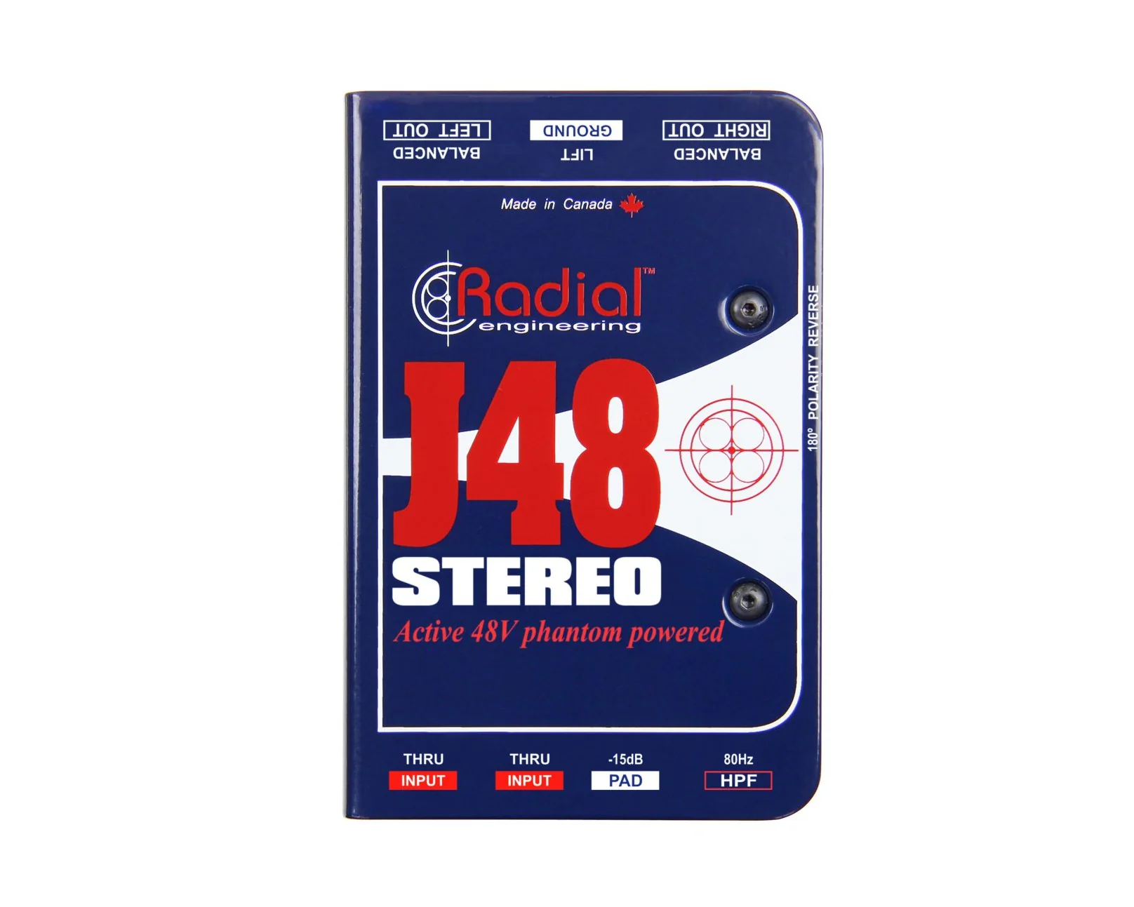 Radial J48 Stereo Active 48V 2-Channel Direct Box with Digital Switching Supply