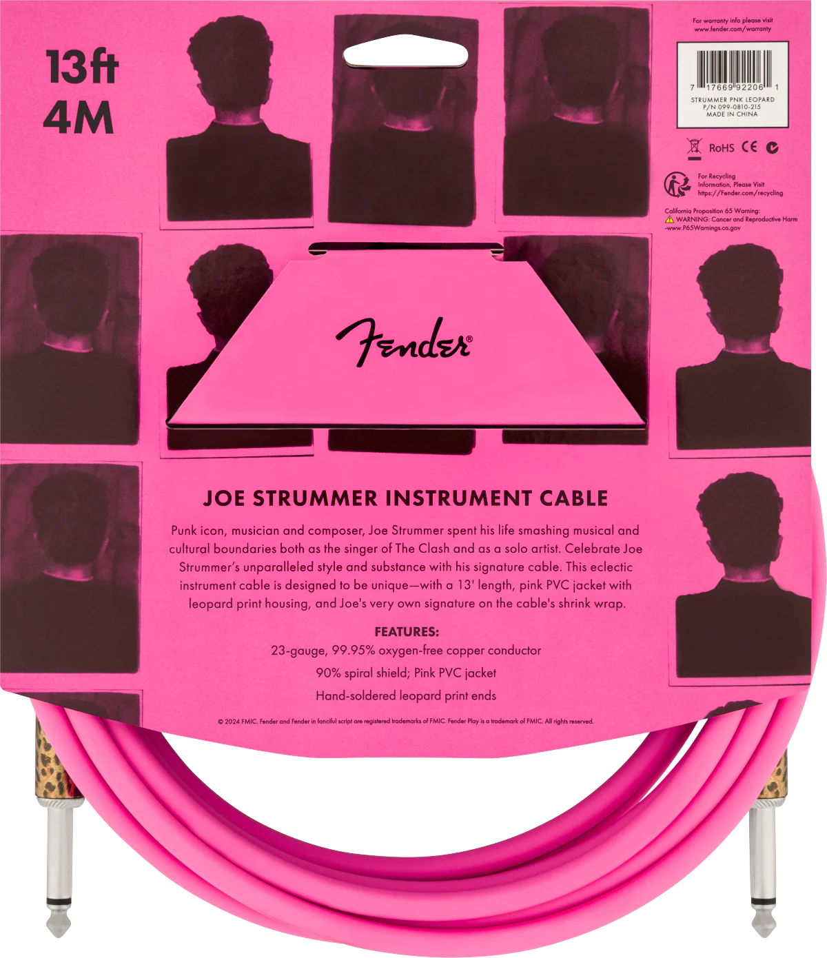 Fender Joe Strummer 13' Instrument Cable - Pink Leopard - Image 3