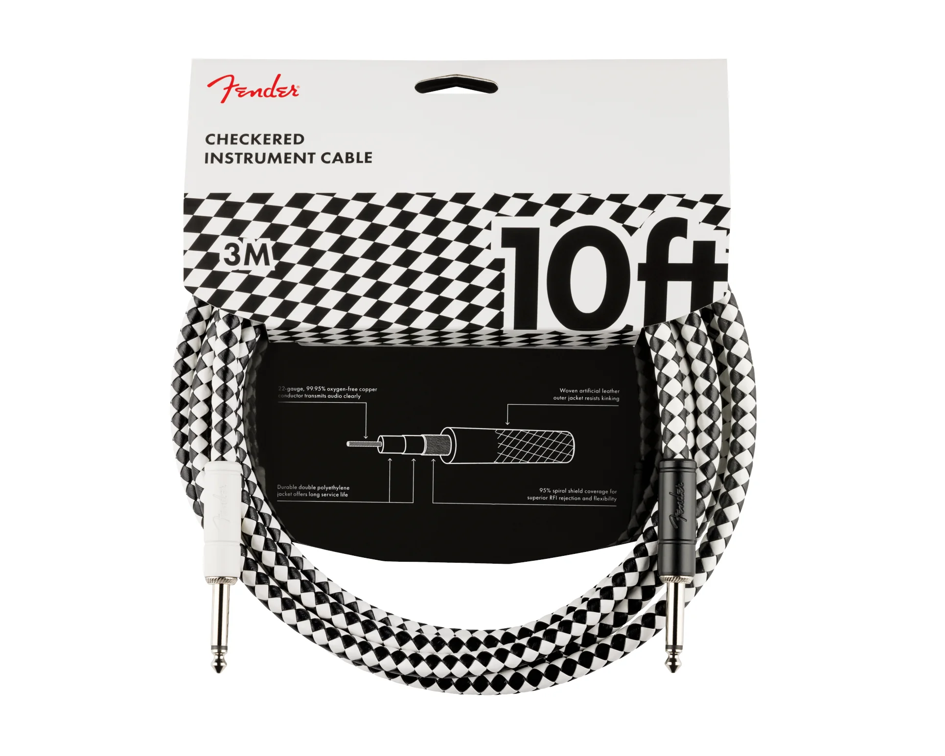 Fender Pro 10' Instrument Cable - Checkerboard