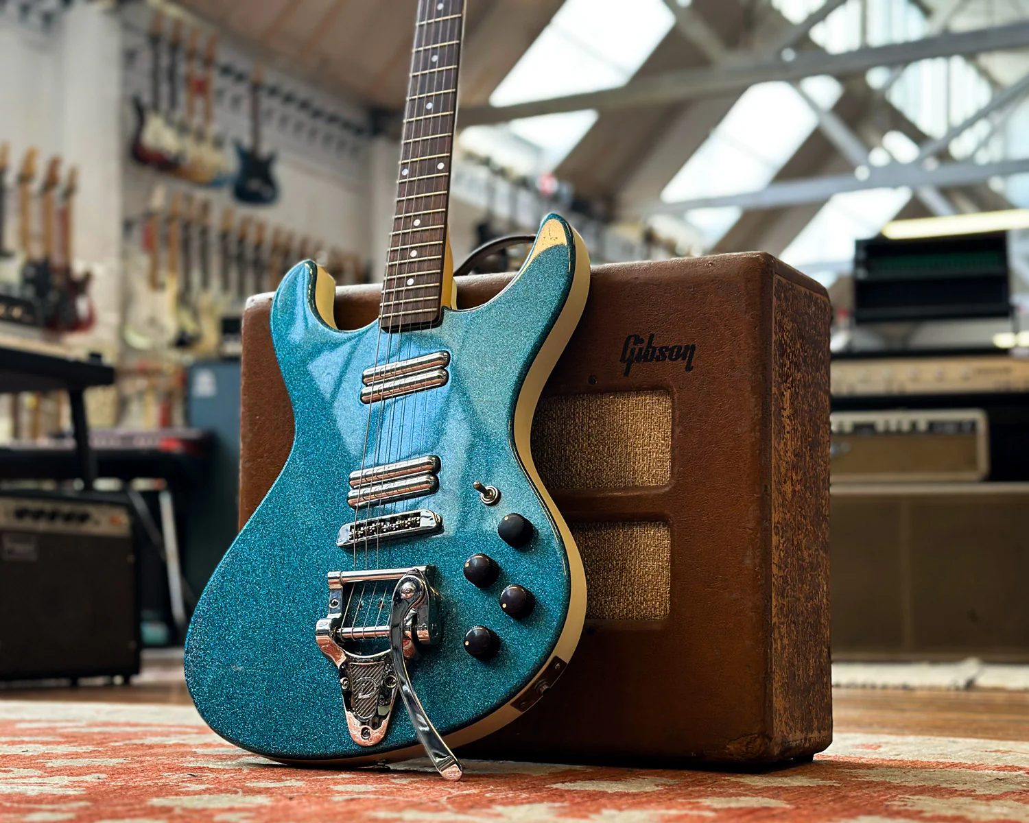 1999 Danelectro Hodad - Blue Sparkle w/Danelectro Vibrato - Image 8
