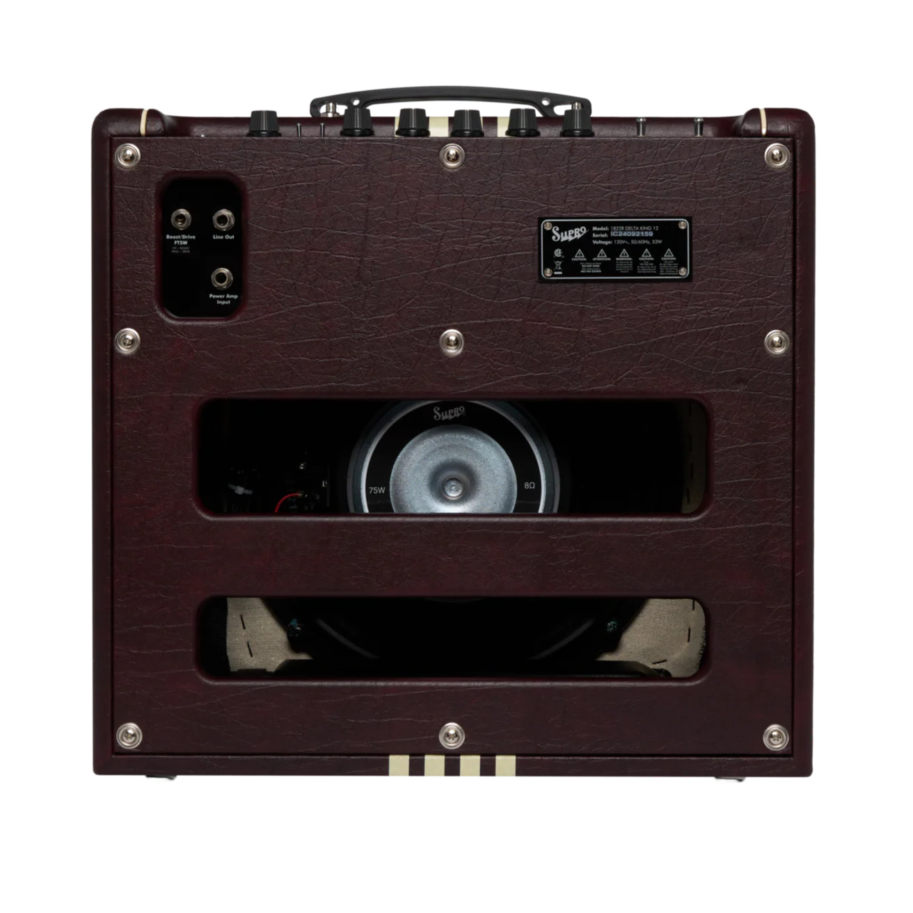Supro Delta King 12 Guitar Amplifier - Burgundy/Cream - Image 4