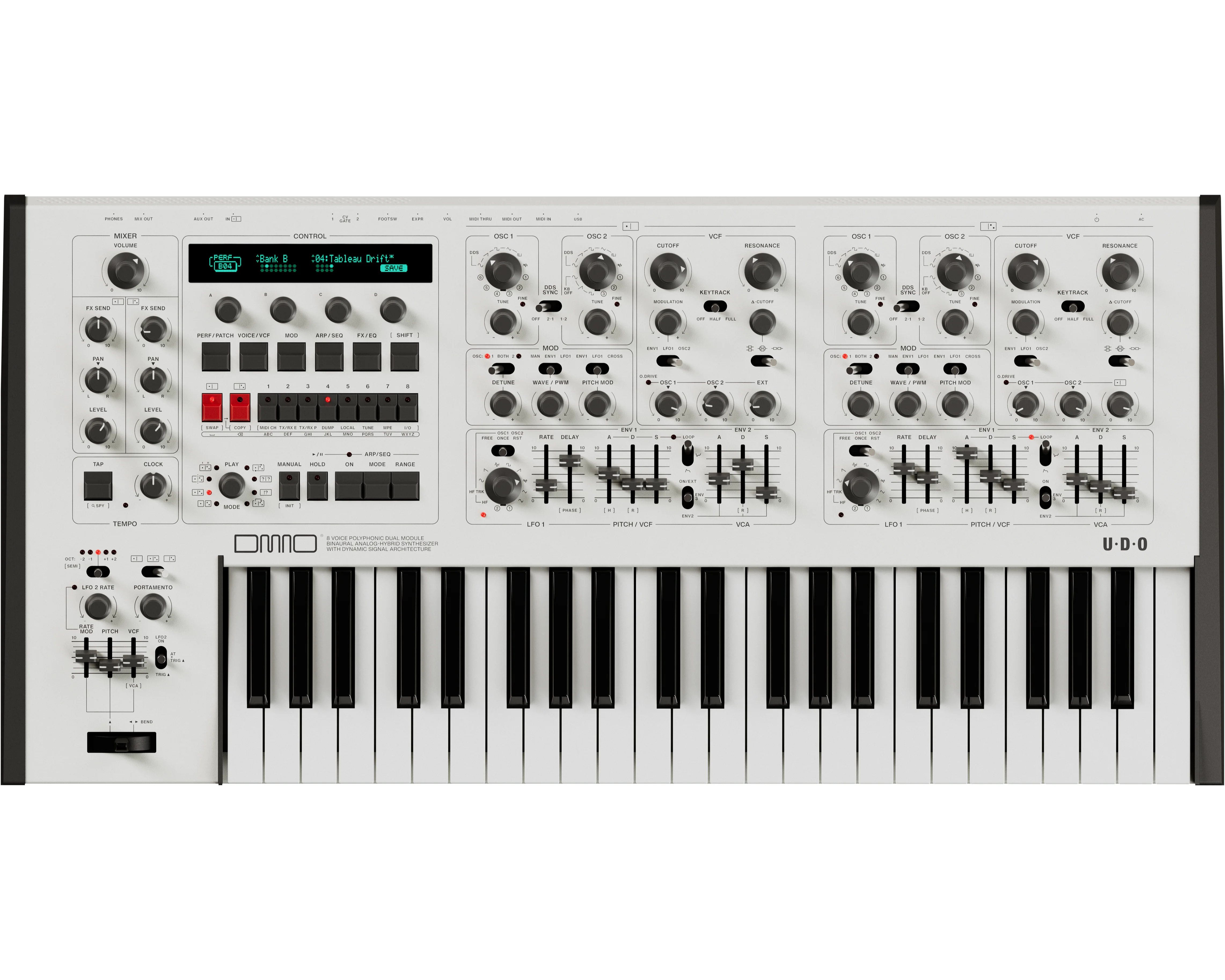 UDO DMNO 8-Voice Dual Timbre Synthesizer - White