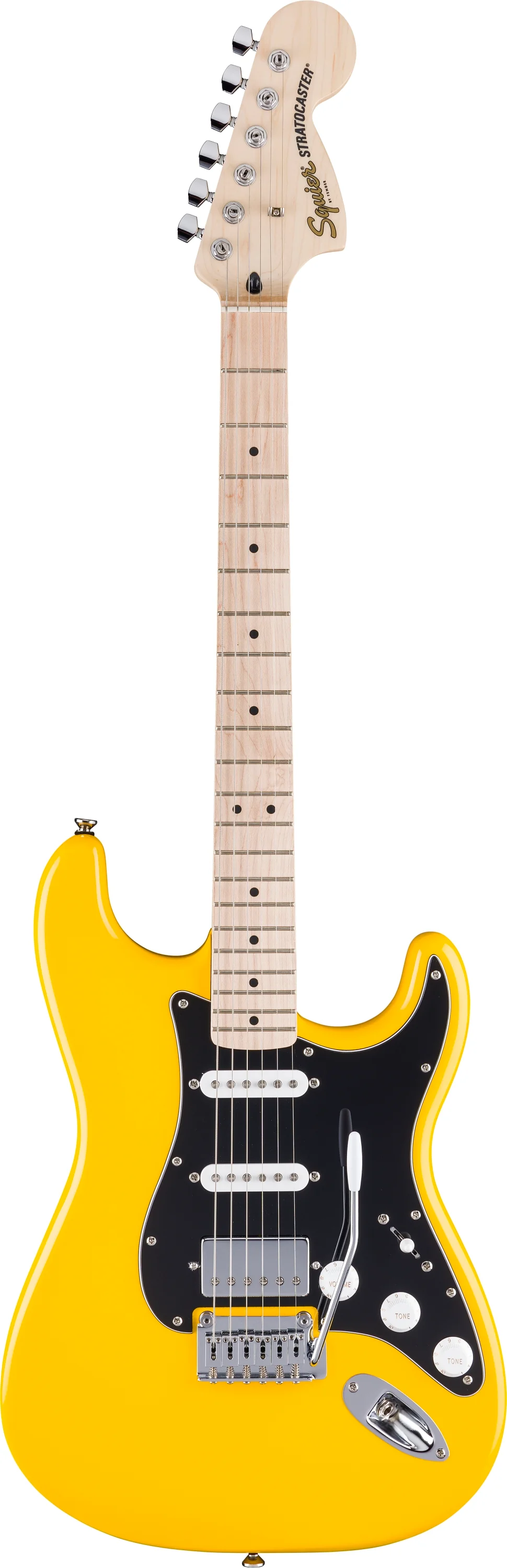 Fender Squier FSR Affinity Series Stratocaster HSS Maple Fingerboard Black Pickguard White Plastic Parts Graffiti Yellow - Image 2