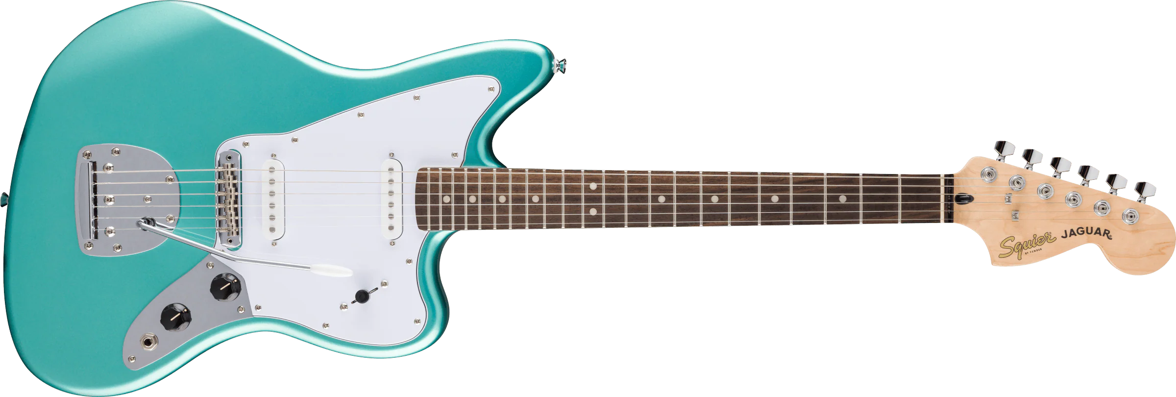 Fender Squier FSR Affinity Series Jaguar Laurel Fingerboard White Pickguard Mystic Surf Green - Image 4