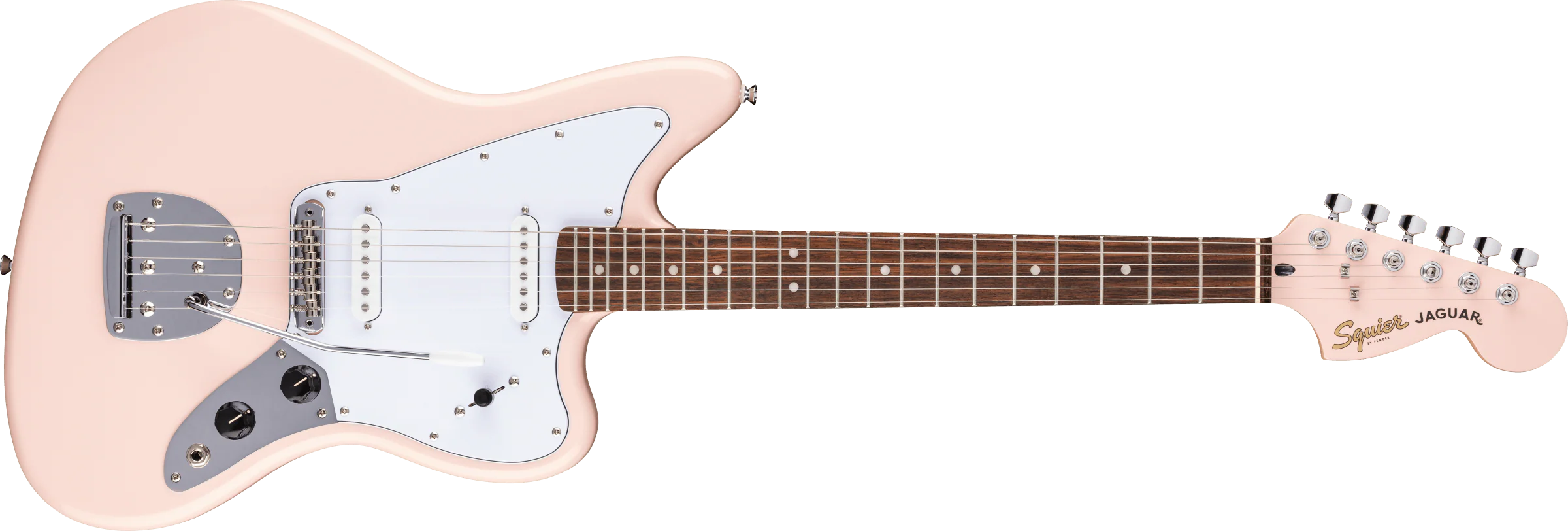 Fender Squier FSR Affinity Series Jaguar Laurel Fingerboard White Pickguard Matching Headstock Shell Pink - Image 4