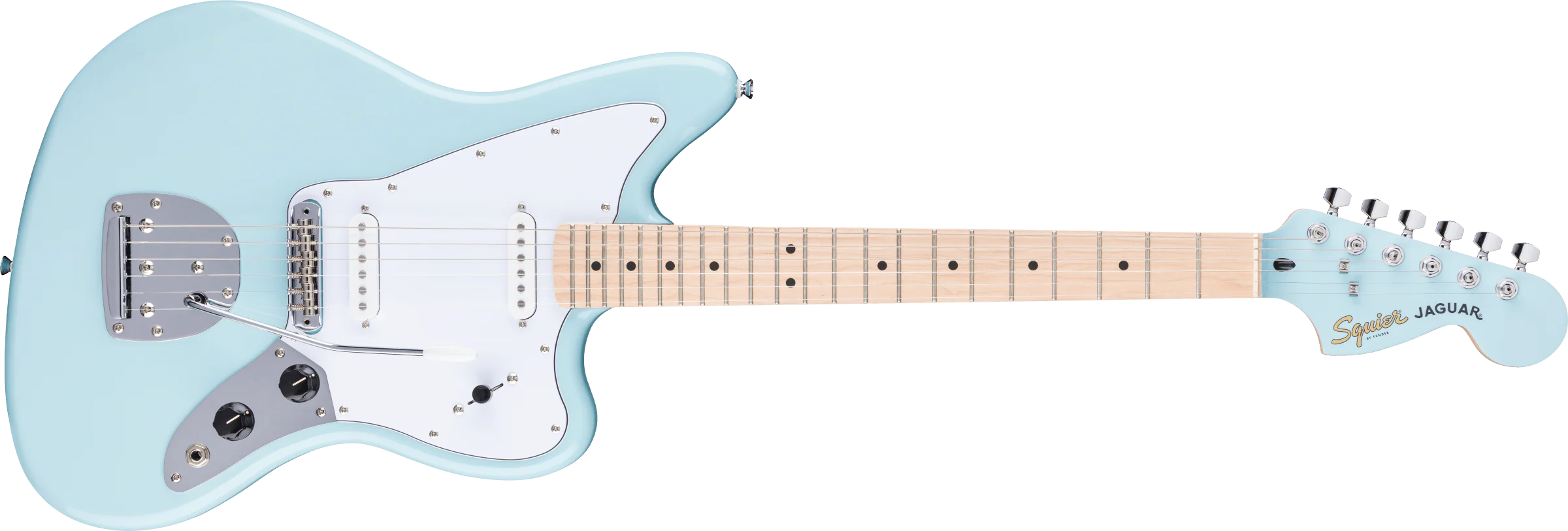 Fender Squier FSR Affinity Series Jaguar Maple Fingerboard White Pickguard Matching Headstock Daphne Blue - Image 4