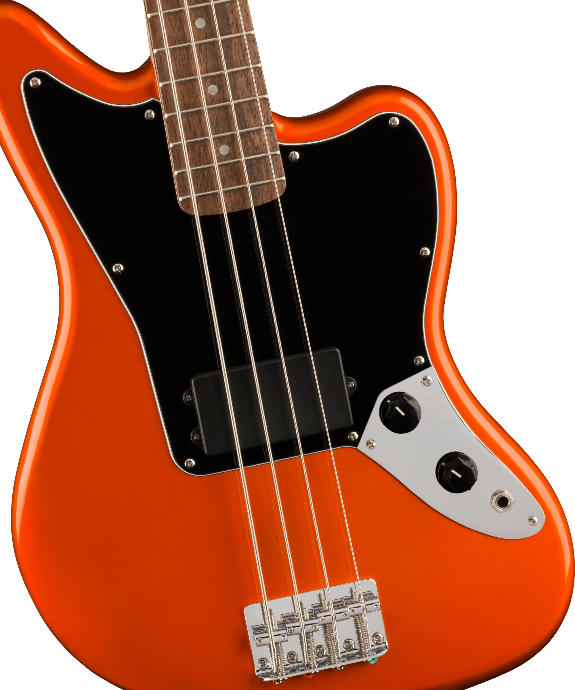 Fender Squier FSR Affinity Series Jaguar Bass H Laurel Fingerboard Black Pickguard Matching Headstock Metallic Orange - Image 6