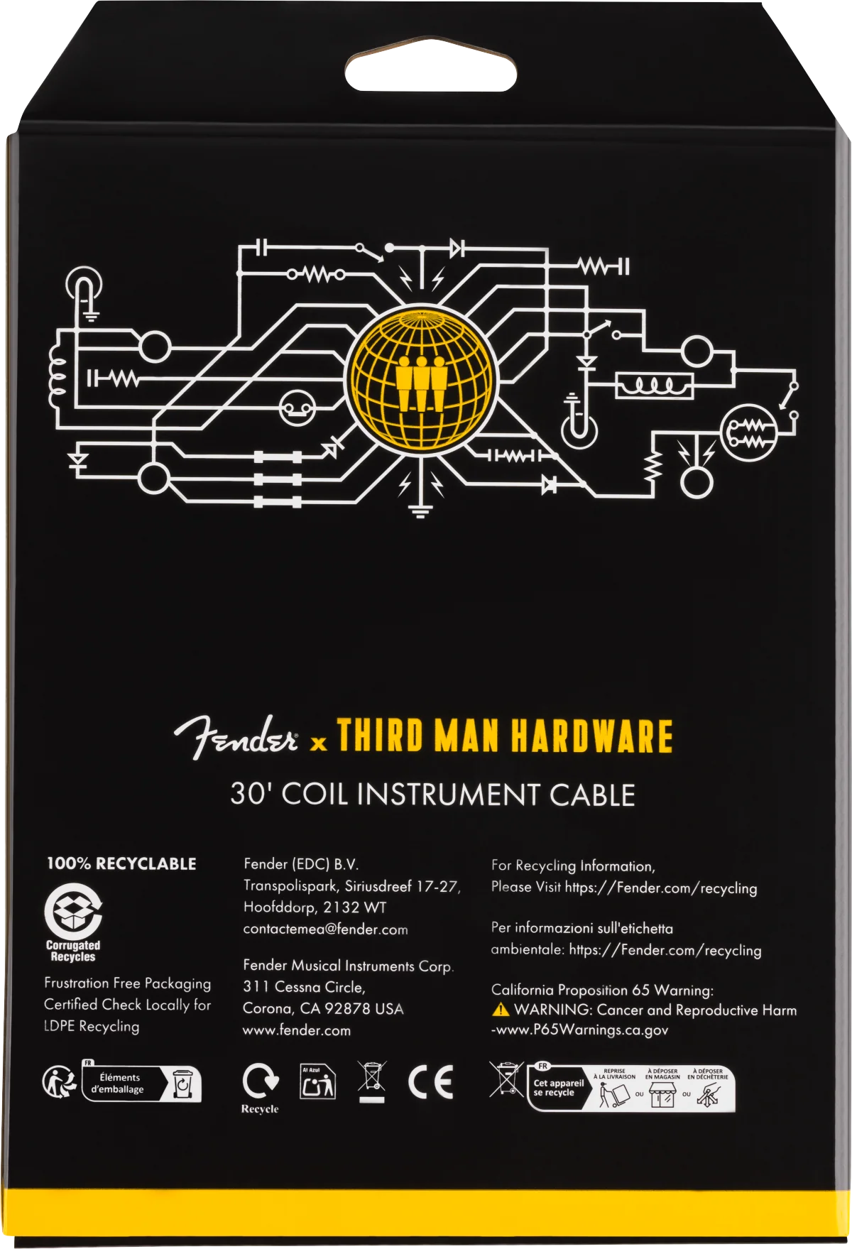 Fender 30' Coil Cable Fender x Third Man Hardware - Yellow - Image 3
